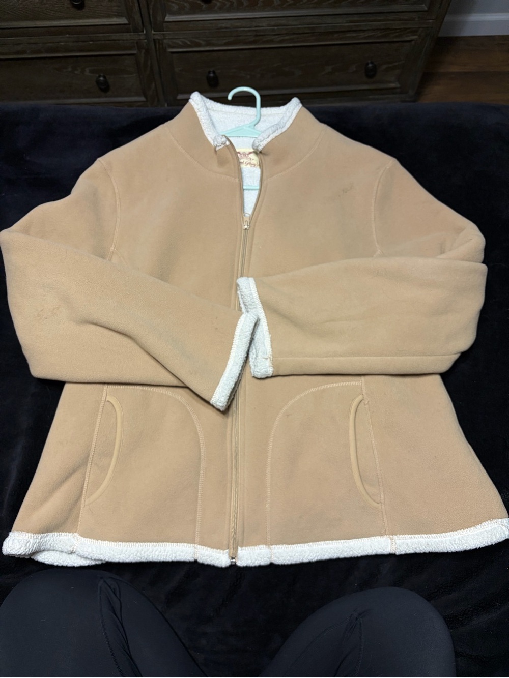 Faded Glory Beige Sherpa-Lined Jacket with White Sherpa